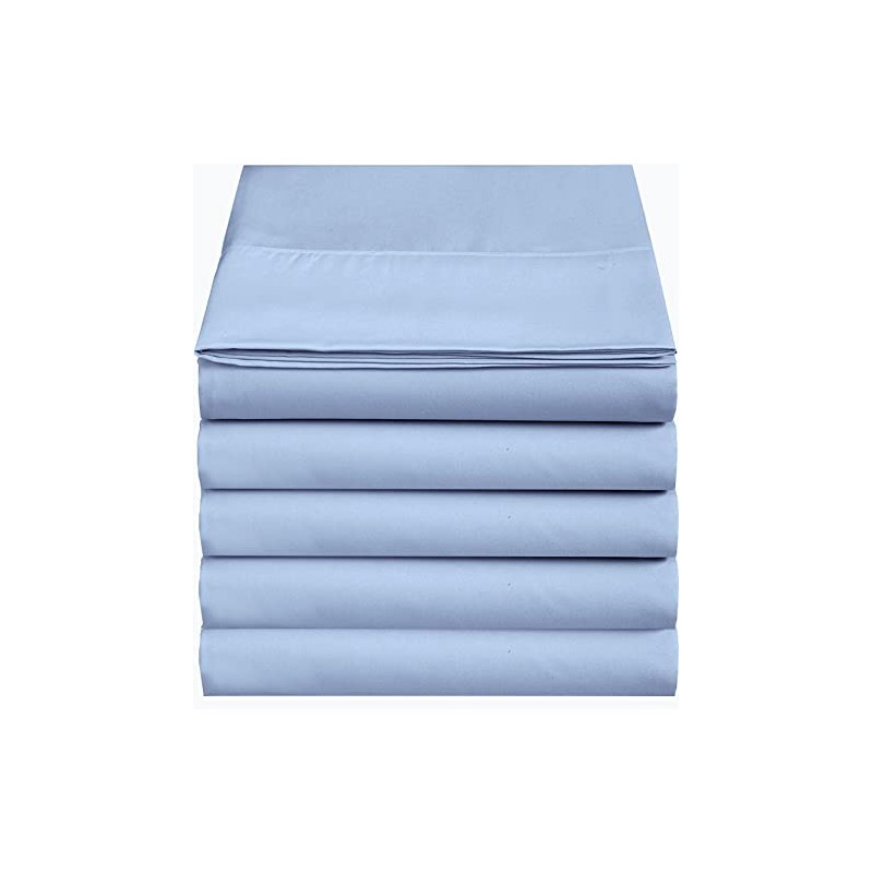 4U'LIFE Flat Sheets(5-Pack)-Ultra Soft & Comfortable Microfiber (Light Blue, 5-Pack