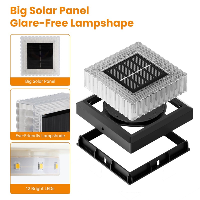 APONUO Solar Post Cap Lights, 12-Pack IP65 Waterproof for 4x4