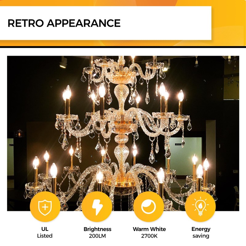 Hizashi Candelabra LED Light Bulbs 25 Watt, Dimmable Chandelier Light