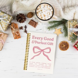 JKMBN Pink Christian Bible Journaling Notebooks, Coquette Pink Bow Spiral Notebook, Christian Spiral Prayer Journal Church Notes Notebook, Hardcover Spiral Notebooks College Ruled 5.5 x 8.3