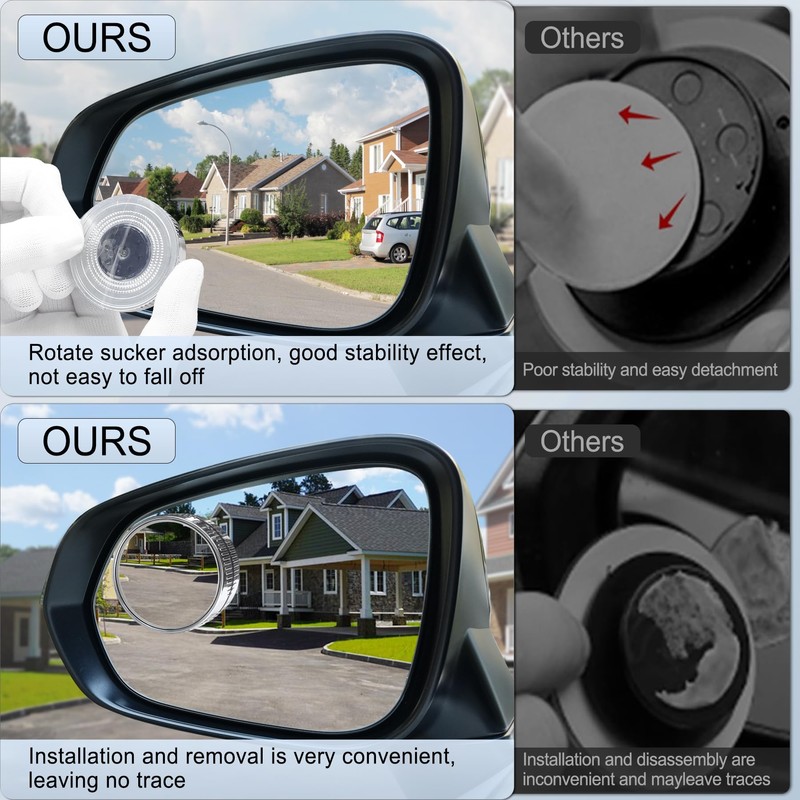 LivTee Blind Spot Mirror, 2" Round HD Glass Frameless Convex