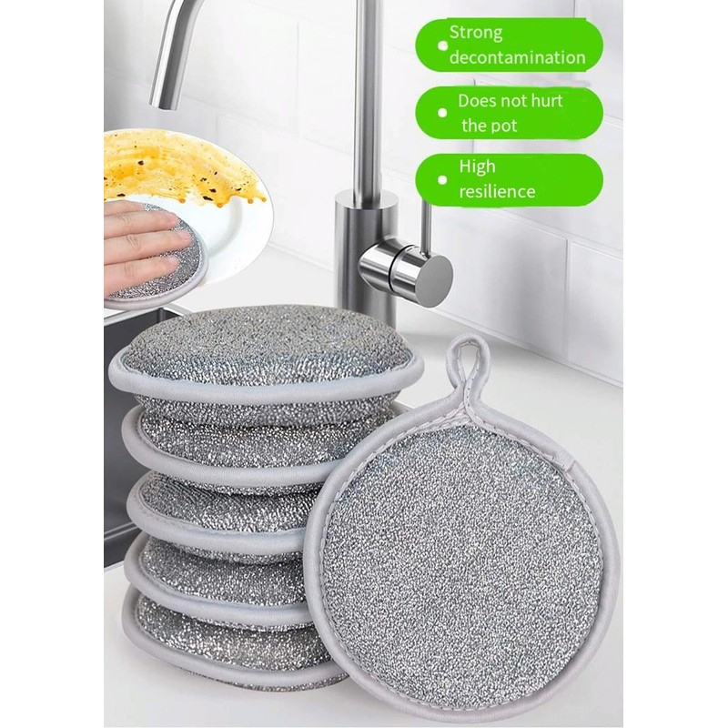 pobowlgarls Multifuctional Round Wire Dishwashing Rags Dish Cloth for Wet