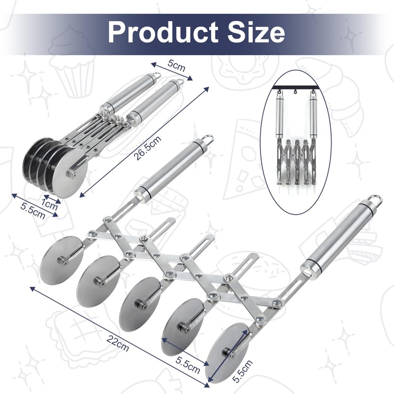 Foyucool Pastry Cutter Wheel with Handle, 5 Wheel Pastry Cutter,