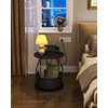 Hzuaneri Side Table with Charging Station, Round End Table with