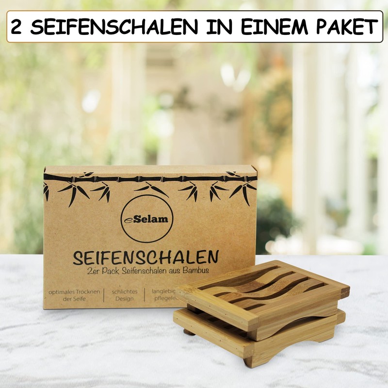 Bamboo Soap Dishes Pack of 2 - Optimal Drying and