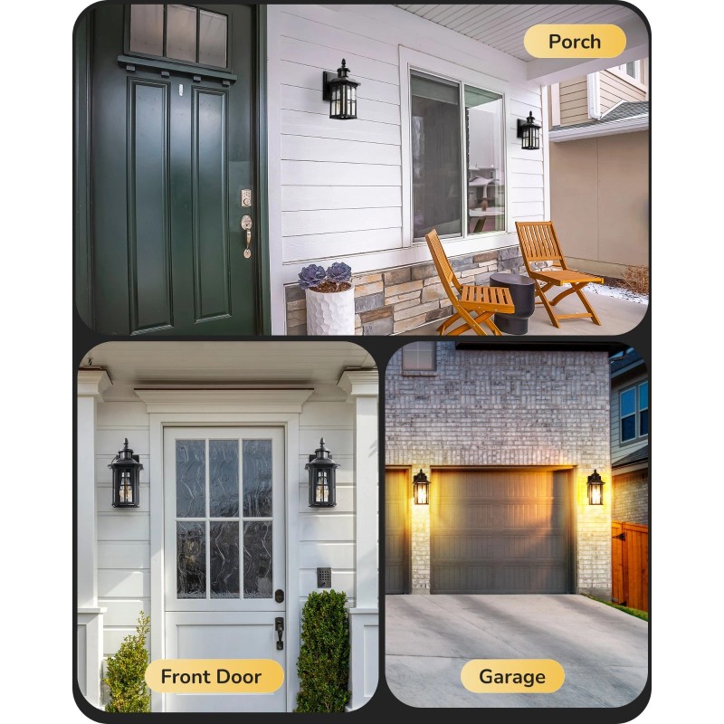 EDISHINE Outdoor Motion Sensor Porch Light Dusk to Dawn Wall