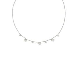Kendra Scott Haven Heart Crystal Choker Necklace Silver White Cz One Size