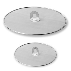 Homestia Grease Splatter Screen for Frying Pan with Fold Flat Knob Fine Mesh Oil Splash Guard Skillet Splatter Shield Oil Catcher Skillet Lid for Cooking Set of 2 in 10" + 13"