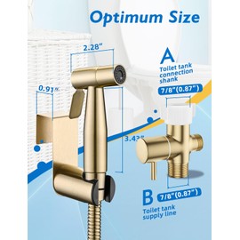 Gold Handheld Bidet Sprayer for Toilet, BRITULIF Jet Sprayer for Toilet Muslim Shower, Adjustable Bidets Attachment forToilet Feminine Wash