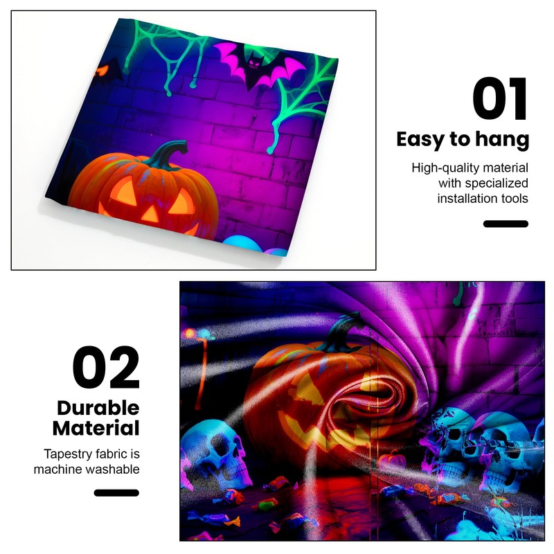 AOHMPT Glow-in-the-Dark Halloween Tapestry - UV Reactive Black Light Wall