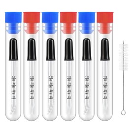 6Pcs 1ml Dropper,Eye Dropper Bent & Straight Tip,Glass Dropper with Measurements,Pipette Dropper for A Essential Oils, Ear, Laboratory, with Brush