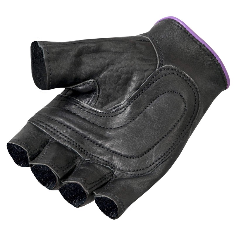 Hot Leathers womens Motorcycle cold weather gloves, Black/Purple, Large