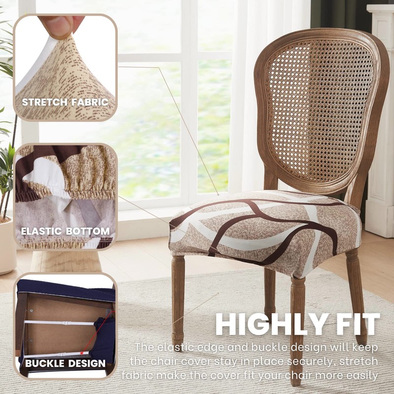 SearchI Stretch Dining Chair Seat Covers Set of 6, Soft