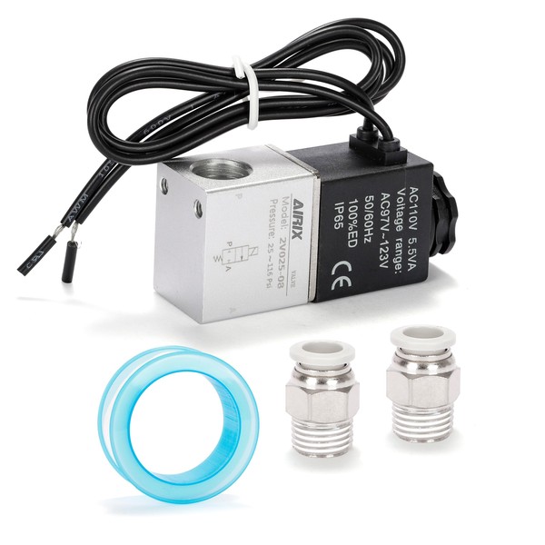 AIRIX 2V025-08 Pneumatic Solenoid Valve AC110V, 2 Way Normally Closed,