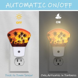 AKKAVNIA Coconut Palms Night Light Plug-in Wall Decorative Night Lamp with Dusk to Dawn Sensor Led Night Light Bedroom Kitchen Hallway Stairs Wall Lamp