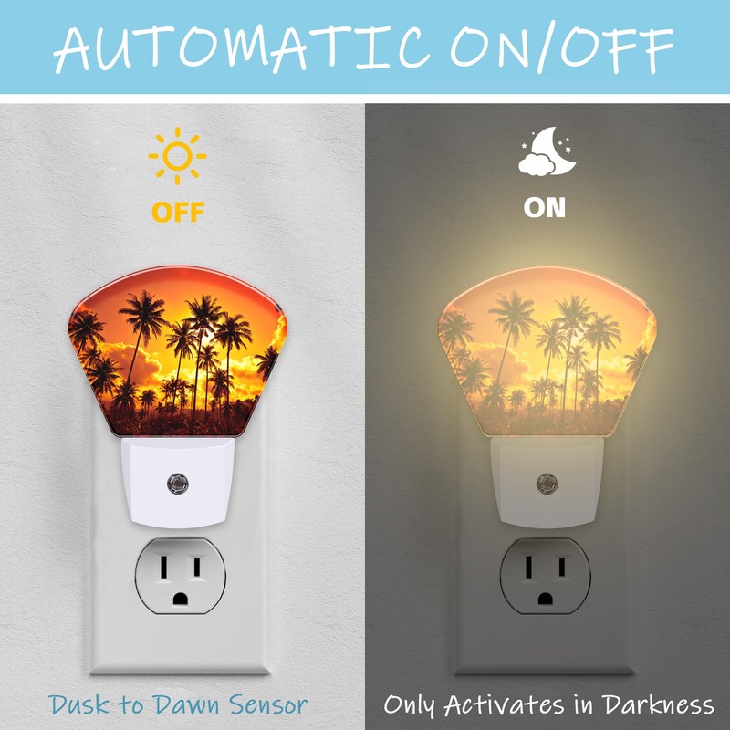AKKAVNIA Coconut Palms Night Light Plug-in Wall Decorative Night Lamp