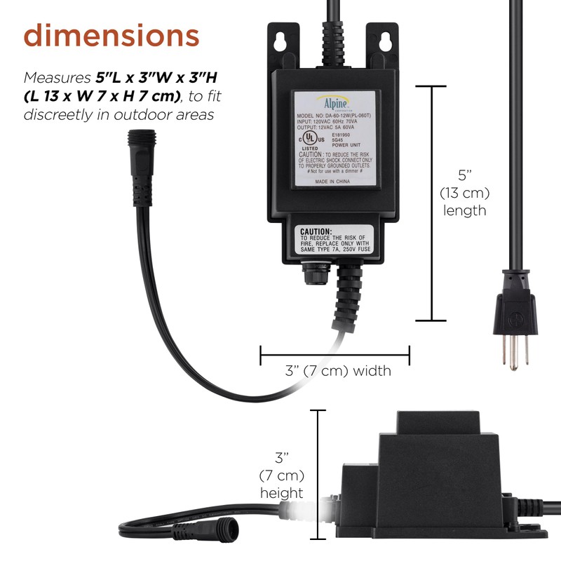 Alpine Corporation Outdoor 60W Replacement Transformer for Fountains and Lights