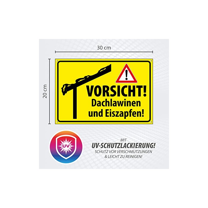 High-Quality Sign Aluminium Dibond with UV Protective Coating "Vorsicht! Dachlawinen"