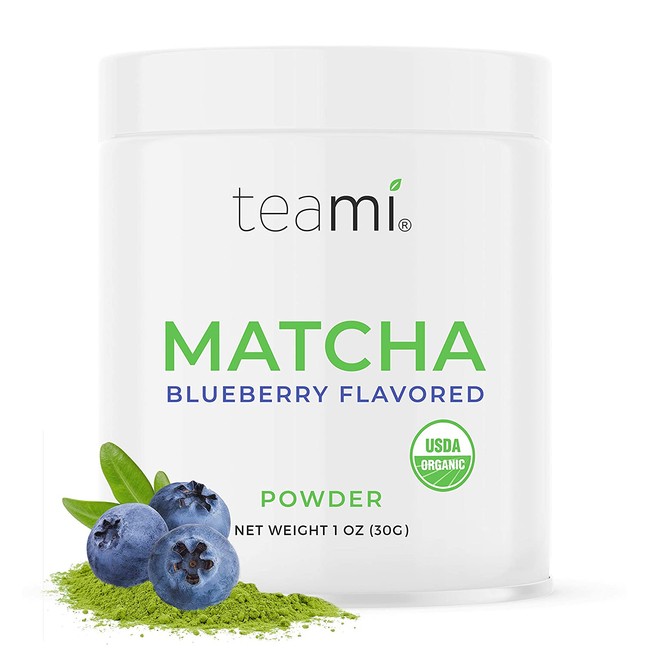 Teami Matcha Green Tea Powder - with Real Blueberry - Ceremonial Grade USDA Organic - Best for Lattes, Smoothies, Baking, Recipes, Traditional Preparation - Authentic Japanese Origin - 30g