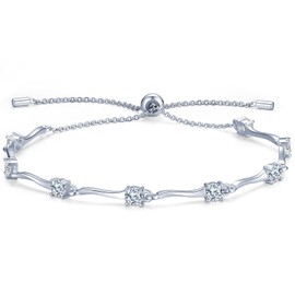 ONLYLIKE Bracelet for Women, Gifts for Wife Girlfriend, 2.4 Carat Moissanite Bracelet, Rhodium Finish, Anniversary Jewelry Present for Wife, Birthday Valentines Christmas Gifts