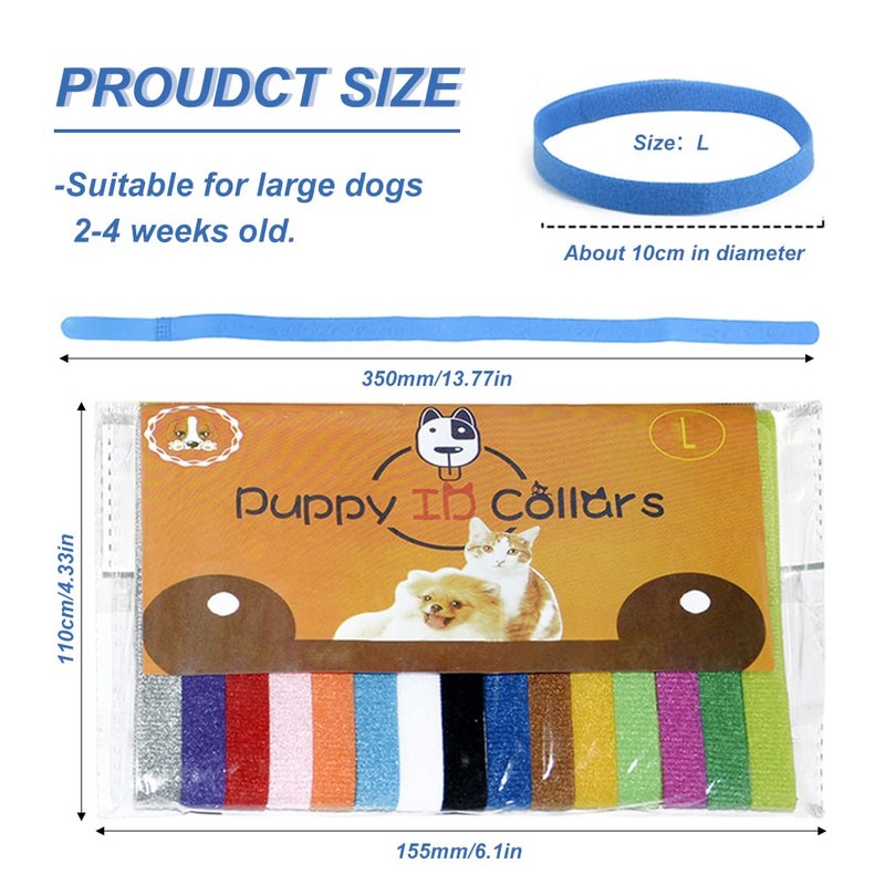 30Pcs Puppy Whelping Collars, Newborn Pet Collars, Adjustable Identification Collar,