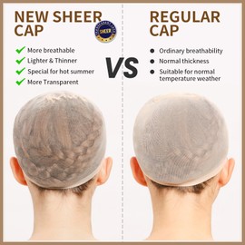 Teenitor 20PCS Wig Caps, Stretchy Thin and Transparent Wig Cap, Breathable Wig Cap for Lace Front Wig, Invisible Stocking Caps for Wigs, Bald Cap for Wig, Beige