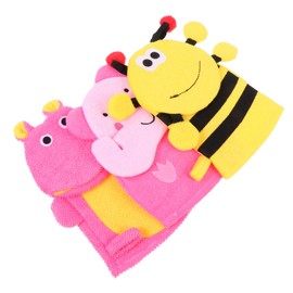 Baluue 3pcs Boy Girl Bath Mitts Cute Exfoliating Skin Massage Gloves for Boy Girl Deep Cleansing Wash Cloths Rich for Newborns and Toddlers Safe and Bath Accessories Elephant Bee Hippo