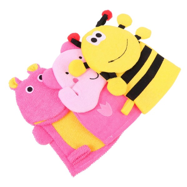 Baluue 3pcs Boy Girl Bath Mitts Cute Exfoliating Skin Massage