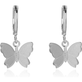 Butterfly Earrings for Women Ladies Girls Gift Her Jewelry Butterfly Drop Dangle Earrings, 1 Count (Pack of 1) (Silver, One size)