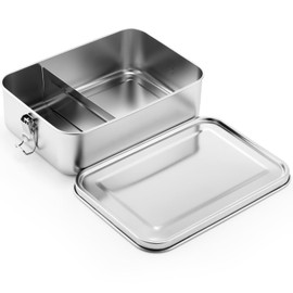Umigy 1 Pcs Stainless Steel Bento Box Metal Lunch Box Food Storage Containers Metal Lunch Container, Lockable Clips to Leak Proof, Reusable Dishwasher Safe Lunch Snack Boxes for Work, Picnic (1200ml)