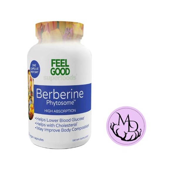 Feel Good Superfoods Berberine Phytosome, 120 Vegan Capsules + Dri
