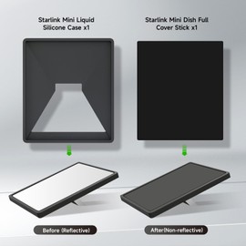 Starlink Mini Protective Cover-Liquid Silicone Starlink Mini Case-Accessories for StarlinkMini -StarlinkMini Cover with Anti-Reflective Sticker (Black)