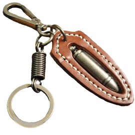 [ワン リミテーション] キーホルダー キーリング 鍵 レトロ チャーム 弾丸 レザー メンズ レディース AN051(コーヒー)