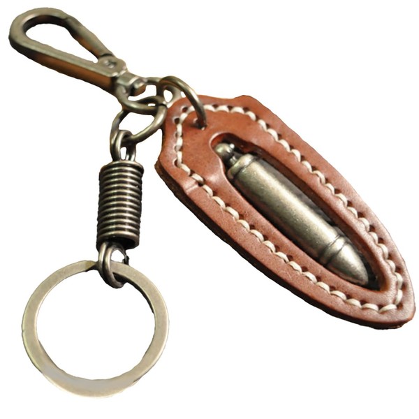 [ワン リミテーション] キーホルダー キーリング 鍵 レトロ チャーム 弾丸 レザー メンズ
