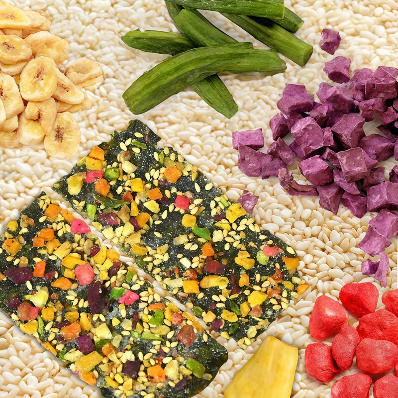 Premium Seaweed Crisps with Mixed Vegetables and Fruits: Topped with