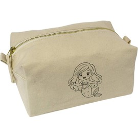 Azeeda 'Cute Mermaid' Canvas Wash Bag/Makeup Case (CS00047150)