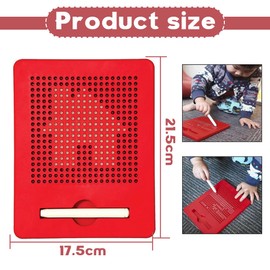 Magnetic Steel Ball Drawing Board, Magnetic Drawing Boards, Magnetic Game Children, Magnetic Magic Board with Pen, Magnetic Drawing Board, Steel Ball, Drawing Pad (Red), for Children, School, Family