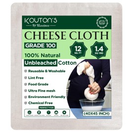 Raajsee Cheese Cloths Grade 100, 12 Sq Feet - 1.4 Sq Yards Unbleached 100% Organic Cotton Fabric - Reusable Ultra Fine Mesh Muslin Cloth - Cheesecloth For Straining Cooking,Baking,Cheese Making