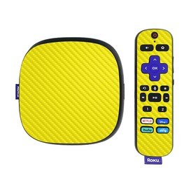 MightySkins Carbon Fiber Skin Compatible with Roku Ultra HDR 4K Streaming Media Player (2020) - Solid Yellow | Protective, Durable Textured Carbon Fiber Finish | Easy to Apply | Made in The USA