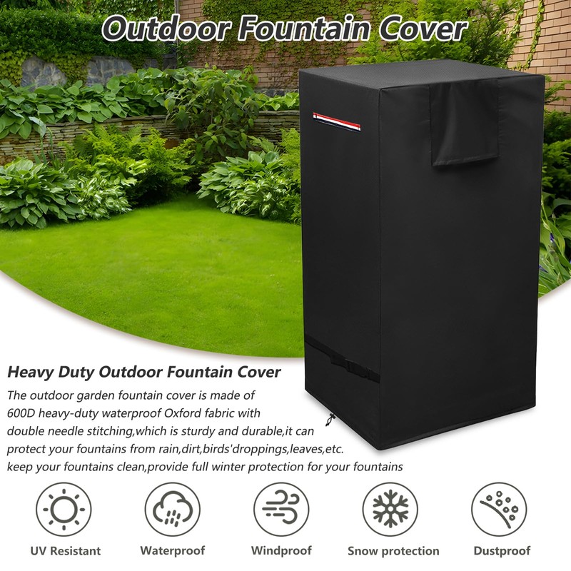 Outdoor Fountain Covers for Winter,Heavy Duty 600D Waterproof Garden Fountain