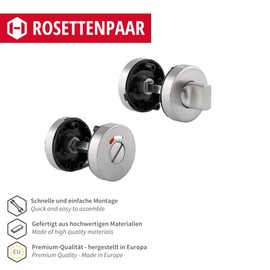 JUVA Cylinder Rosette - Matt Round Stainless Steel Door Rosette - H8250 | PZ-Cylinder Inner Door including Mounting Material | Solid Stainless Steel Key Rosette | 1 Pair of Door Rosette Covers for Interior Doors
