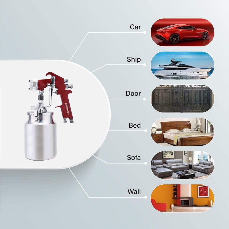 ENDOZER Professional Siphon Feed Spray Gun for Paint, Red Handle,