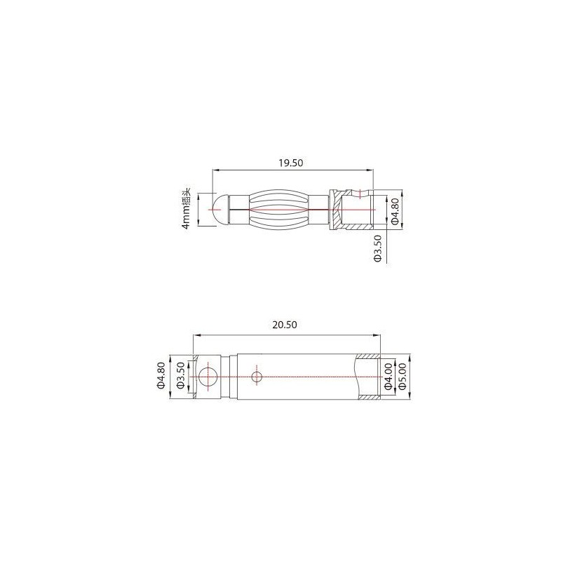 partCore Gold Contact Connector Plug Female 4.0 mm 2 Pairs