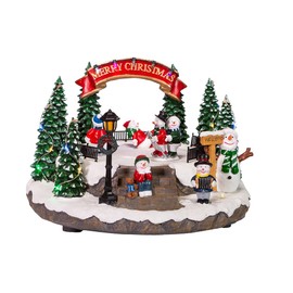 Kurt S. Adler Battery-Operated LED Musical Snowman Ice Rink Table Piece