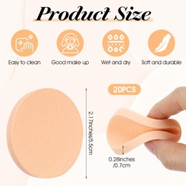 20 Pcs Nude Round Makeup Sponge Cosmetic Sponge Make up Pads Makeup Sponges for Blending Beauty Make up Foundation Powder Blender for Liquid Foundation Cream Concealer, Wet and Dry Dual Use