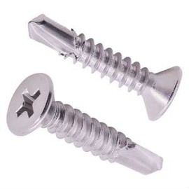 #14 x 1-1/4" Flat Head Self Drilling Screws, 410 Stainless Steel, Cross Recessed Countersunk Head Self Drilling Screws with Self Tapping, 30 PCS