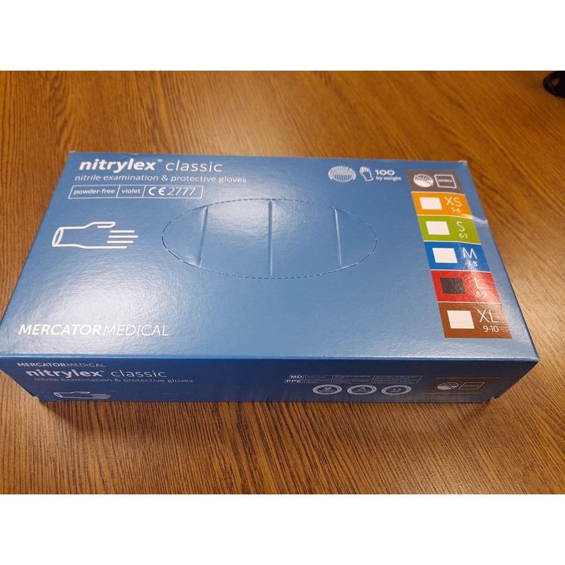 Nitrylex Classic Disposable Nitrile Gloves, Powder Free, 100 Pcs, Blue,