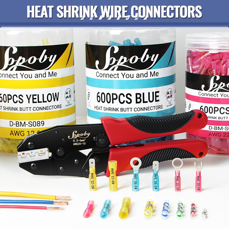 340PCS Heat Shrink Butt Connectors, Sopoby Marine Grade Electrical Wire