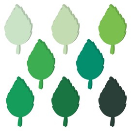 200Pcs Green Leaf Cardboard Decoration in Eight Colors, Bright Colors Leaf Stickers Spring Summer Bulletin Board Tree, DIY Crafts Suitable for Classroom Decoration