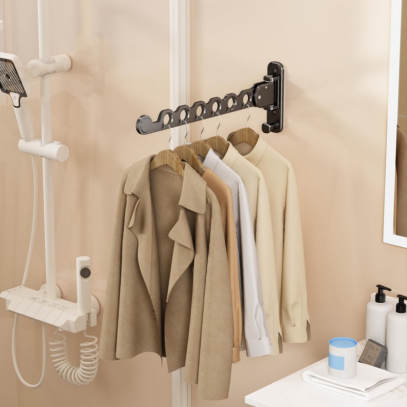 iMonse Wall Mounted Clothes Hanger Rack Folding Wall Mounted Clothes